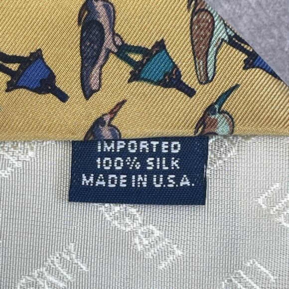 Liberty of London 100% Silk Necktie Vintage Mens Bird All Over Print Heron Crane - Picture 6 of 6
